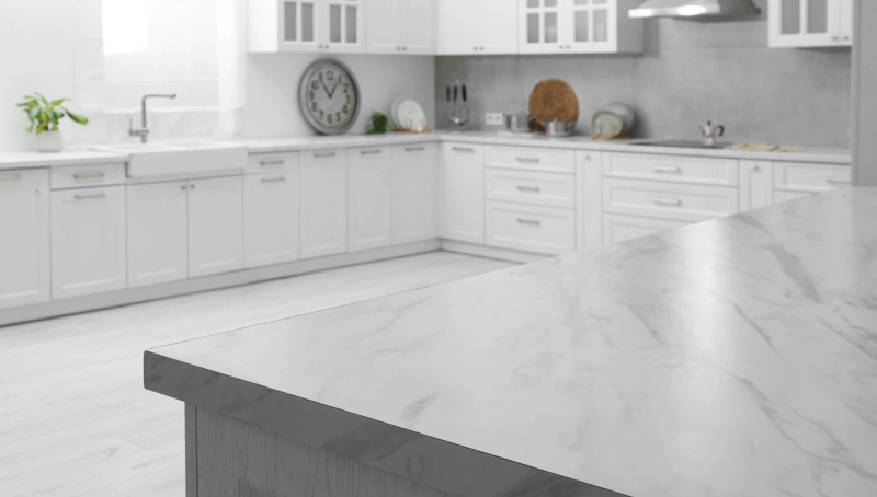 stylish white marble kitchen countertop